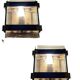Smokey Glass Wooden Brass Sconces, Set of 2