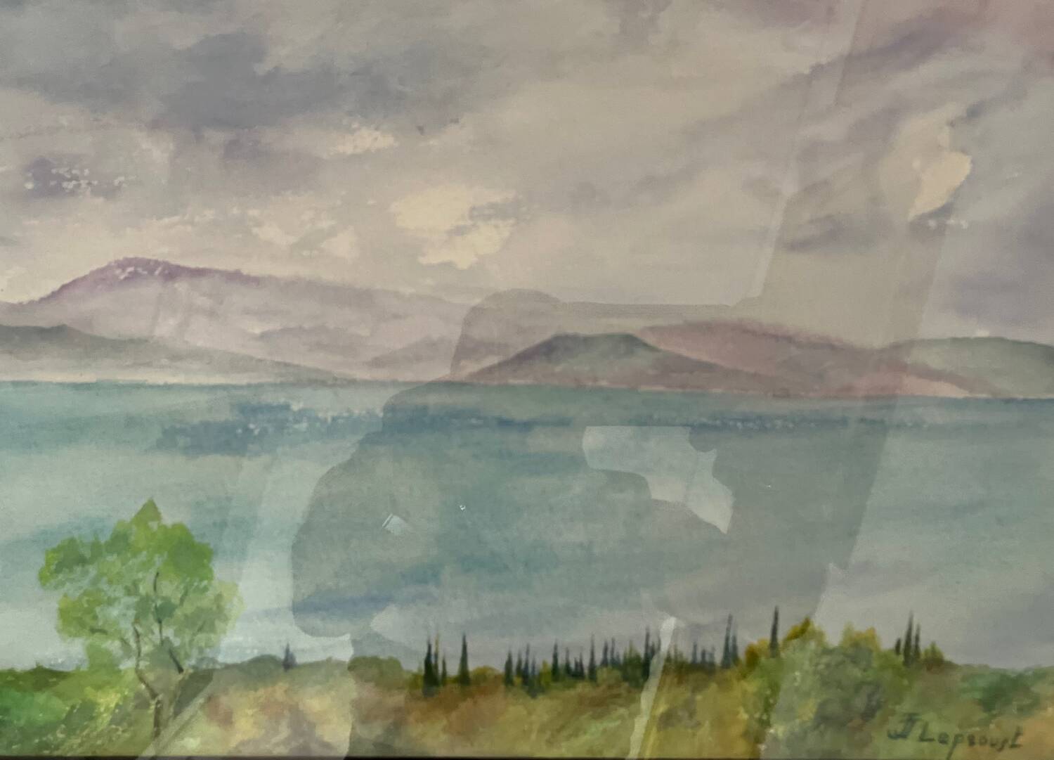 Painting: Watercolor - Lake Odiwara by JJ Leproust