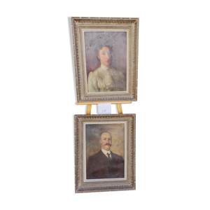 Paire de portraits homme - femme