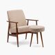 Fox armchair with footrest