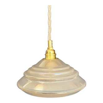 Vintage lampshade pendant lamp in pearlescent glass