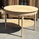 Round table + 1 renovated old extension in raw solid wood