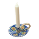 Ceramic candle holder - blue with pink flowers