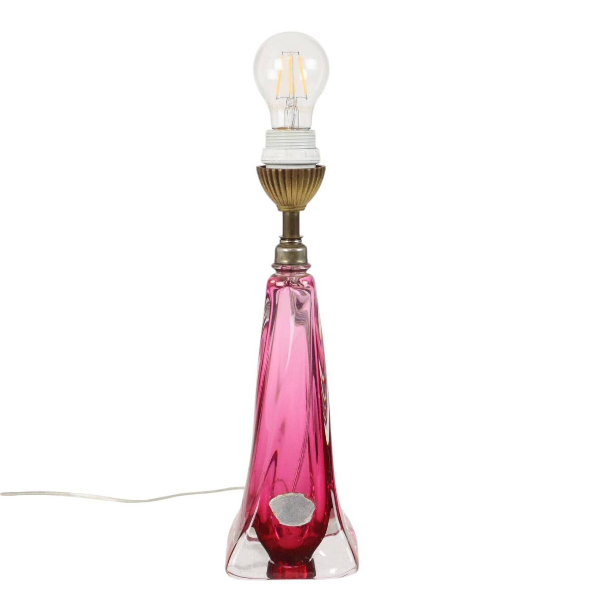 Purple and Pink Crystal Table Lamp – Val Saint Lambert – Sixties