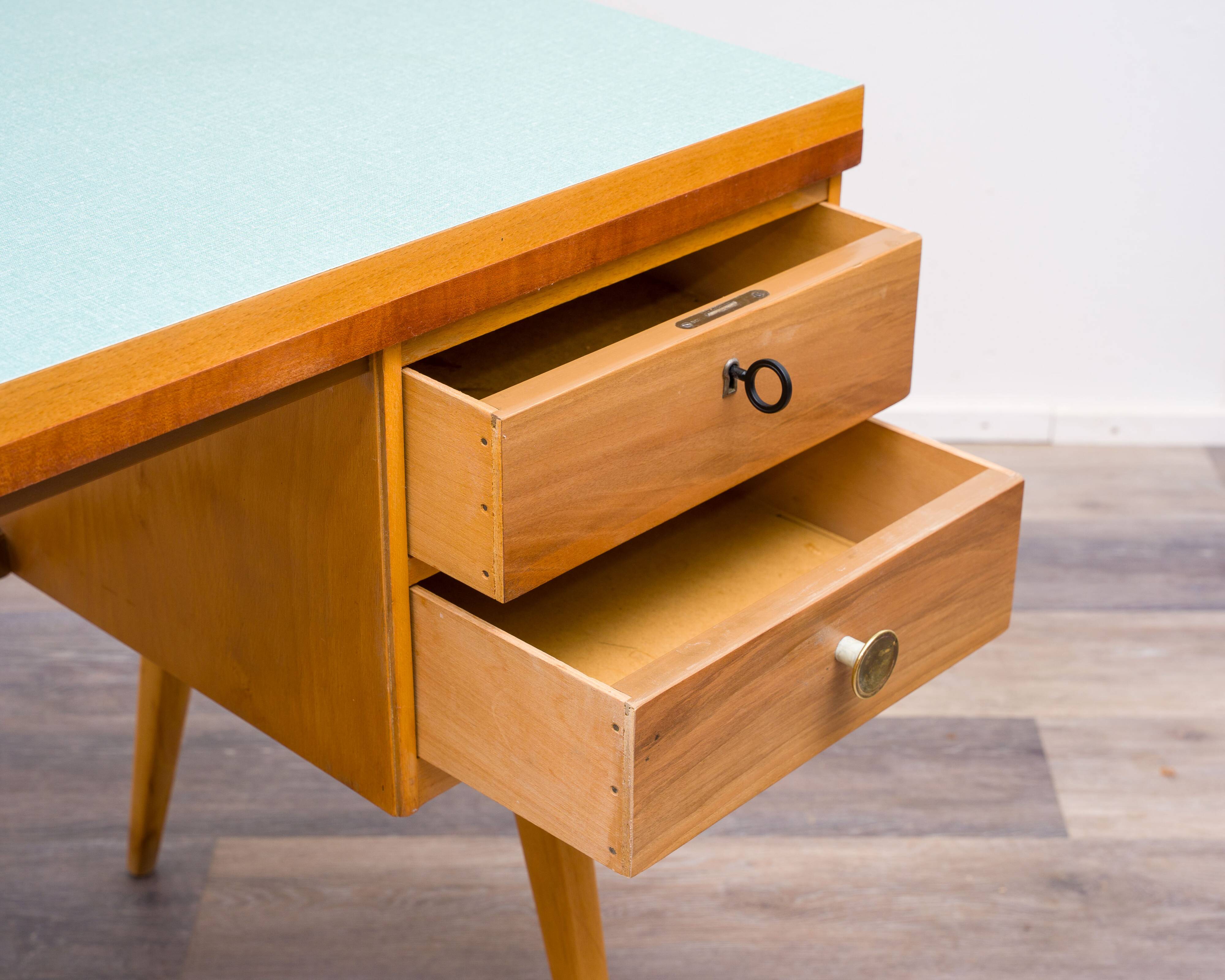 1950s desk, beech/resopal. Manufacturer: Ekawerk