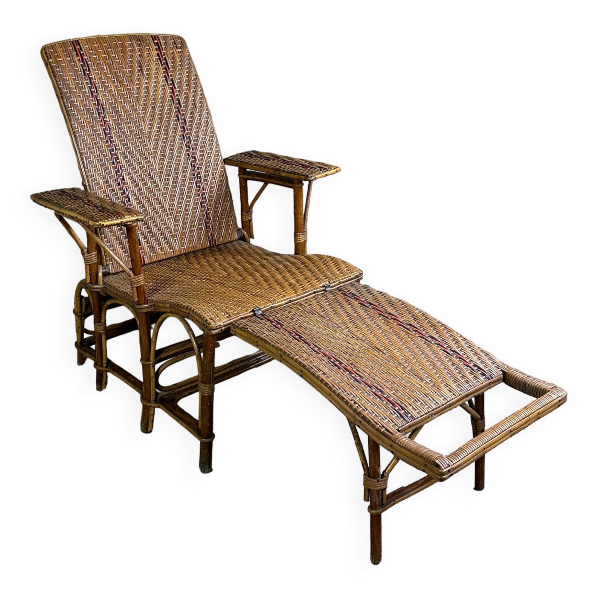 Vintage rattan chaise longue 1960