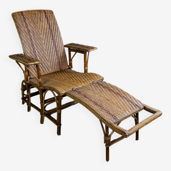 Vintage rattan chaise longue 1960