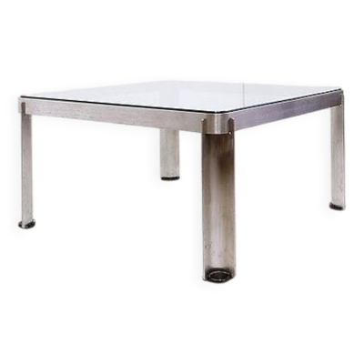 Steel and Thick Crystal Coffee Table T113 by Osvaldo Borsani for Tecno 1970s