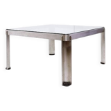 Steel and Thick Crystal Coffee Table T113 by Osvaldo Borsani for Tecno 1970s