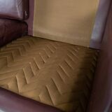 Two seater sofa, with red brown leather by Stouby Furniture