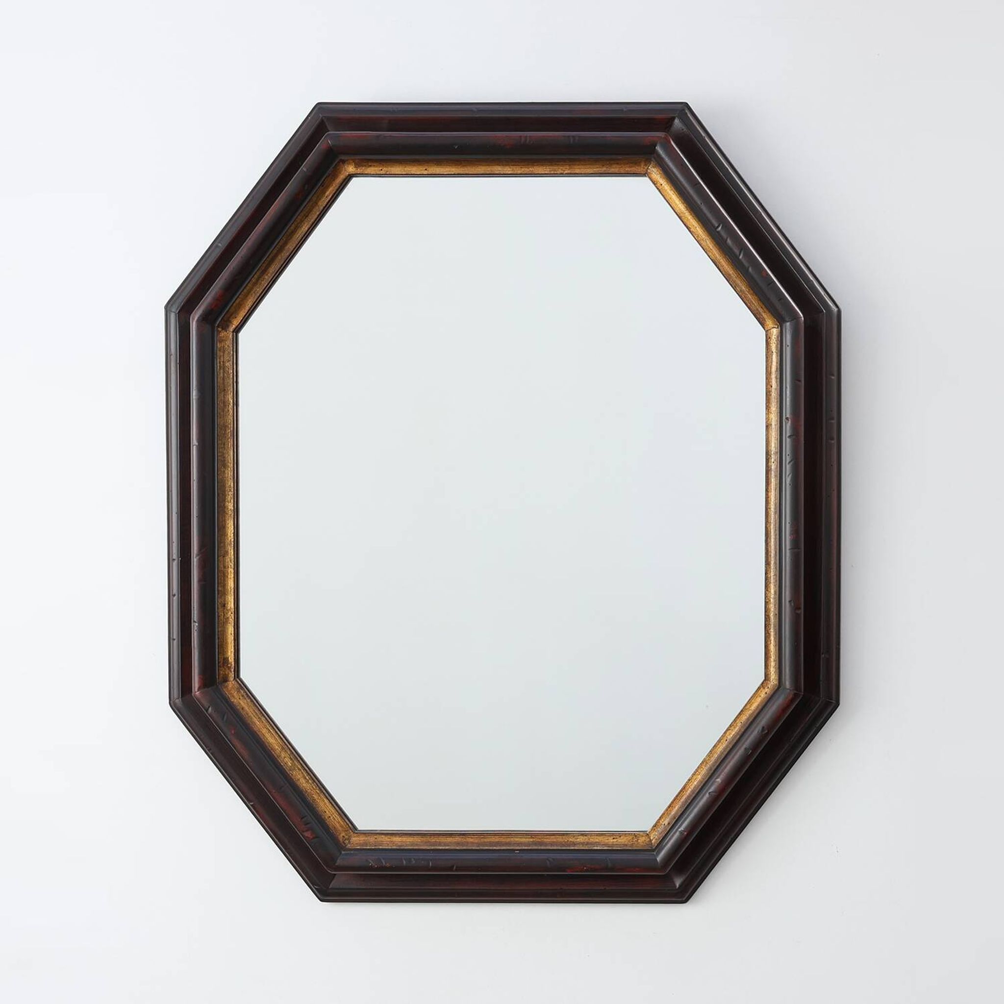 Miroir mural octogonal en bronze par Deknudt, Belgique, 20e siècle