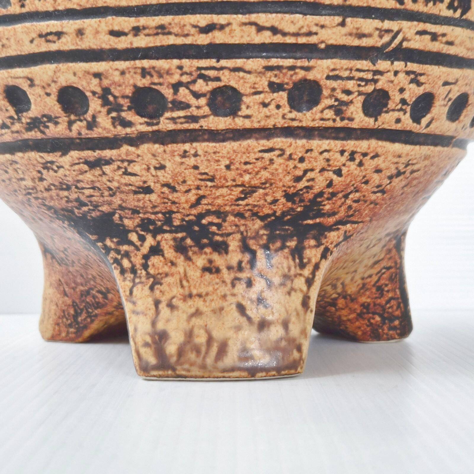 Vintage tripod vase with lizards 1960 jasba ceramic 60s 1960s maya tiki