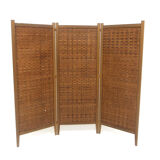 Screen in pine, oak and leather, "Spåna", Alberts Möbelfabriker, Sweden, 1970