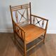Vicario Armchair in Natural Wood Bamboo Style with Crossbars. Made in France.