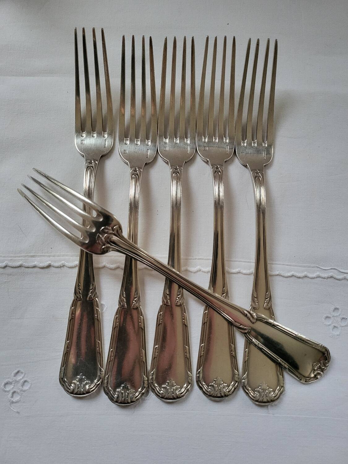 6 Boulenger Silver Metal Table Forks
