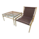 1960s vintage set — brass and glass chairs and table in straw yellow (set of 3)