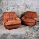 Pair of squirrel velvet armchairs, France, 1970s