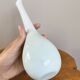 White and Green Long-Neck Vase, Handblown Coloured Glass, Single Flower Vase