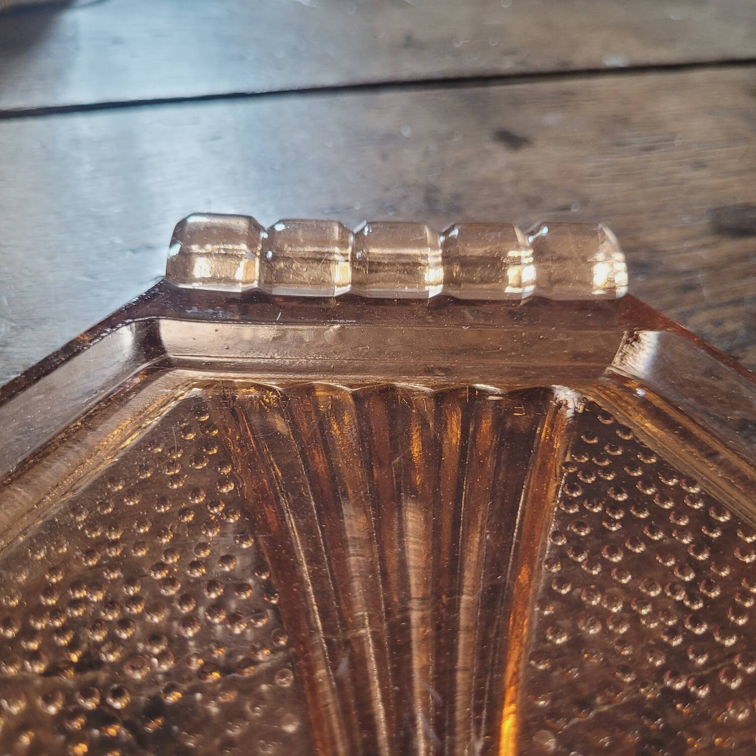 Art Deco amber glass tray
