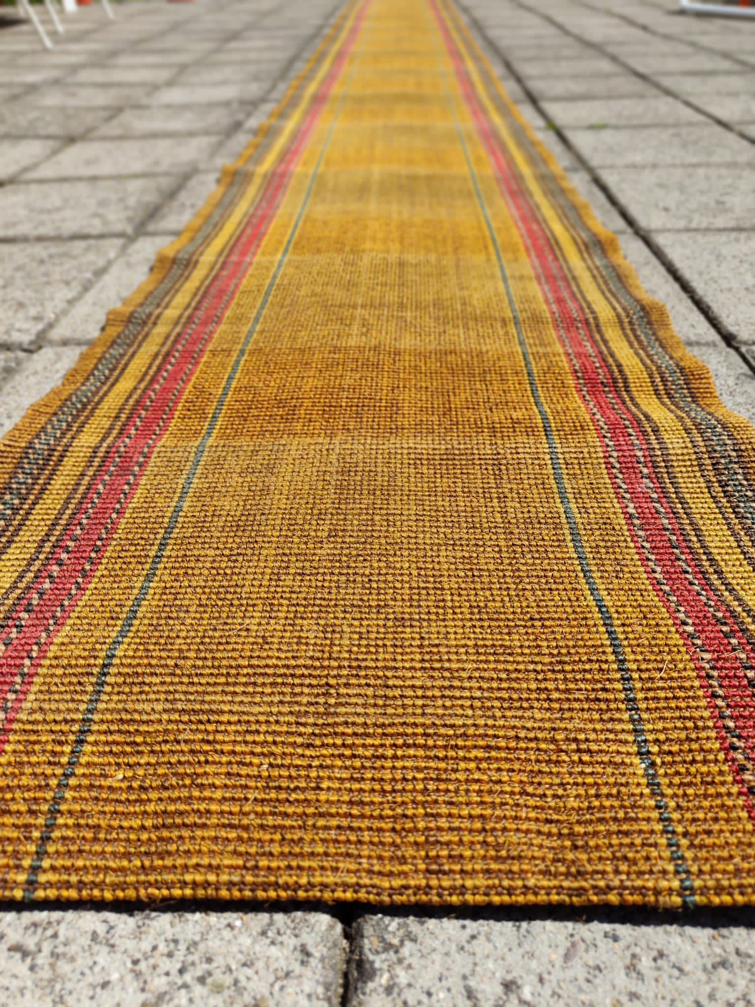 Stunning vintage woven carpet runner