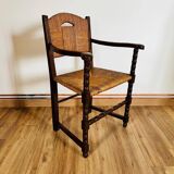Wood and straw armchair