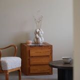 Free-standing primitive pine commode, mid-century Swedish, 1950s.