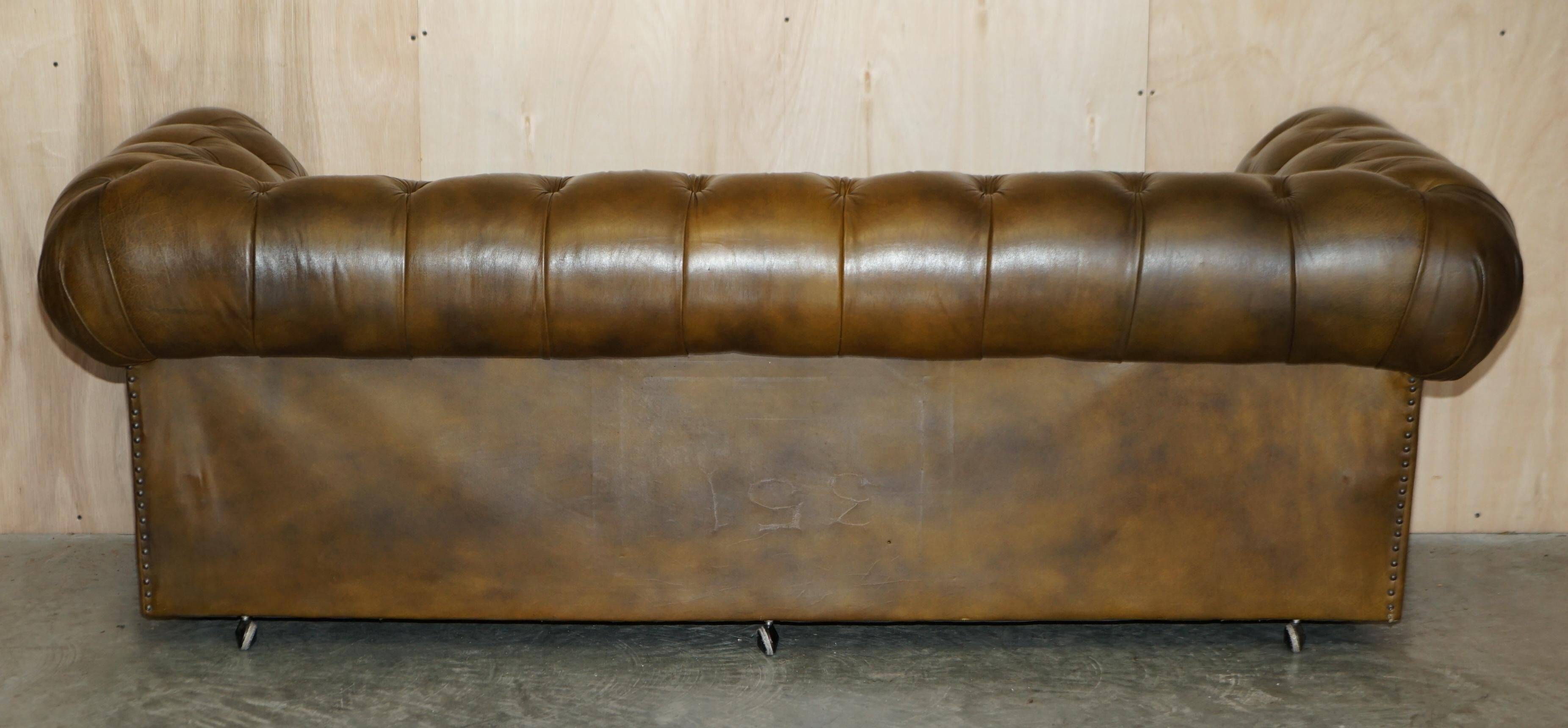 Ensemble vintage Chesterfield salon 3 pièces cuir