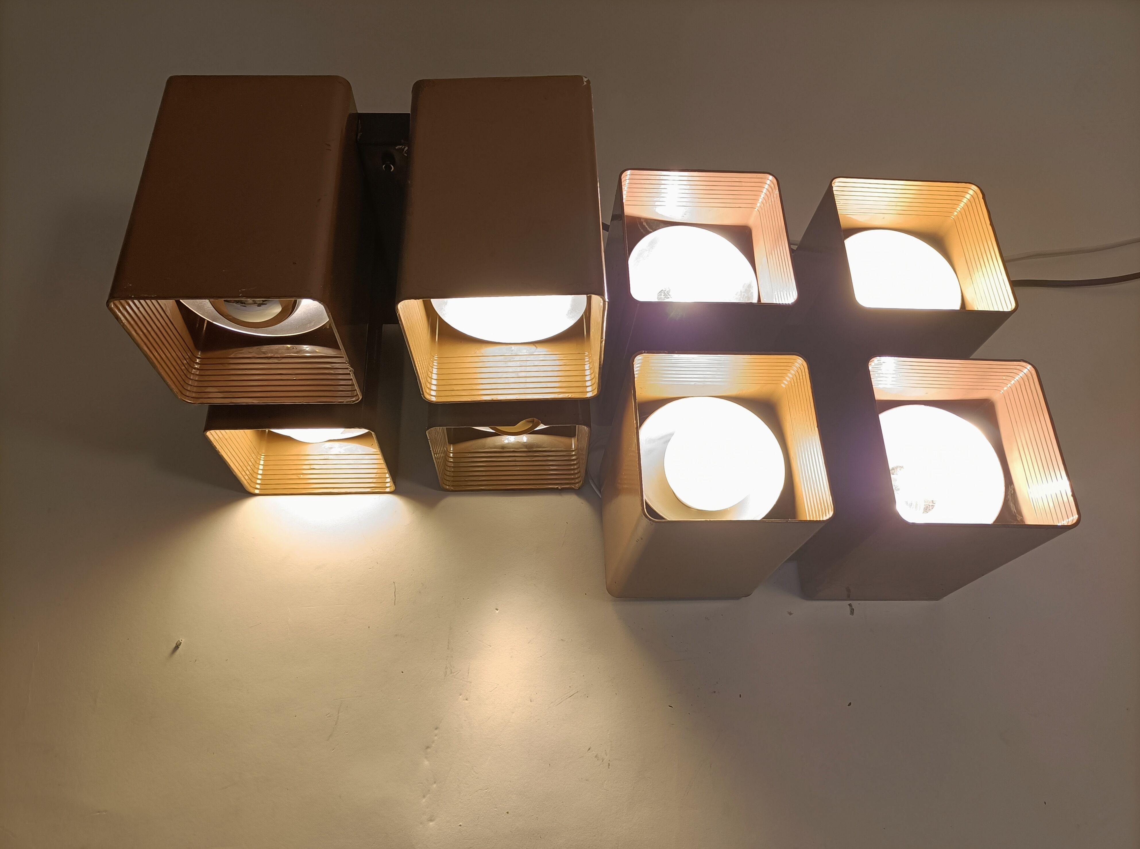 Pair of ceiling lights RAAK model Viervoud 1970's Vintage