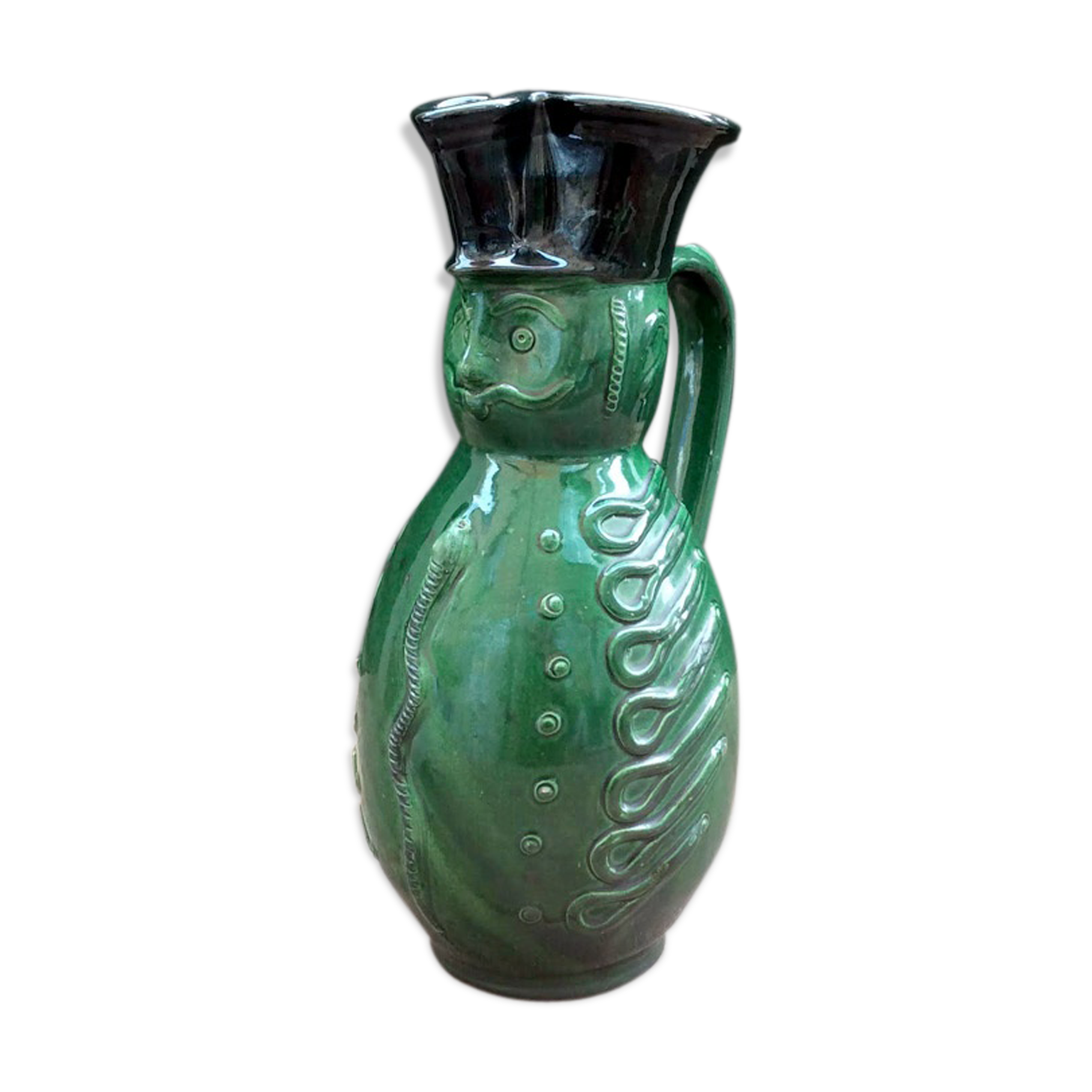 Terracotta jug in the shape of a soldier with a moustache