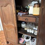 Antique carved wooden wardrobe – 2 doors – Molded cornice