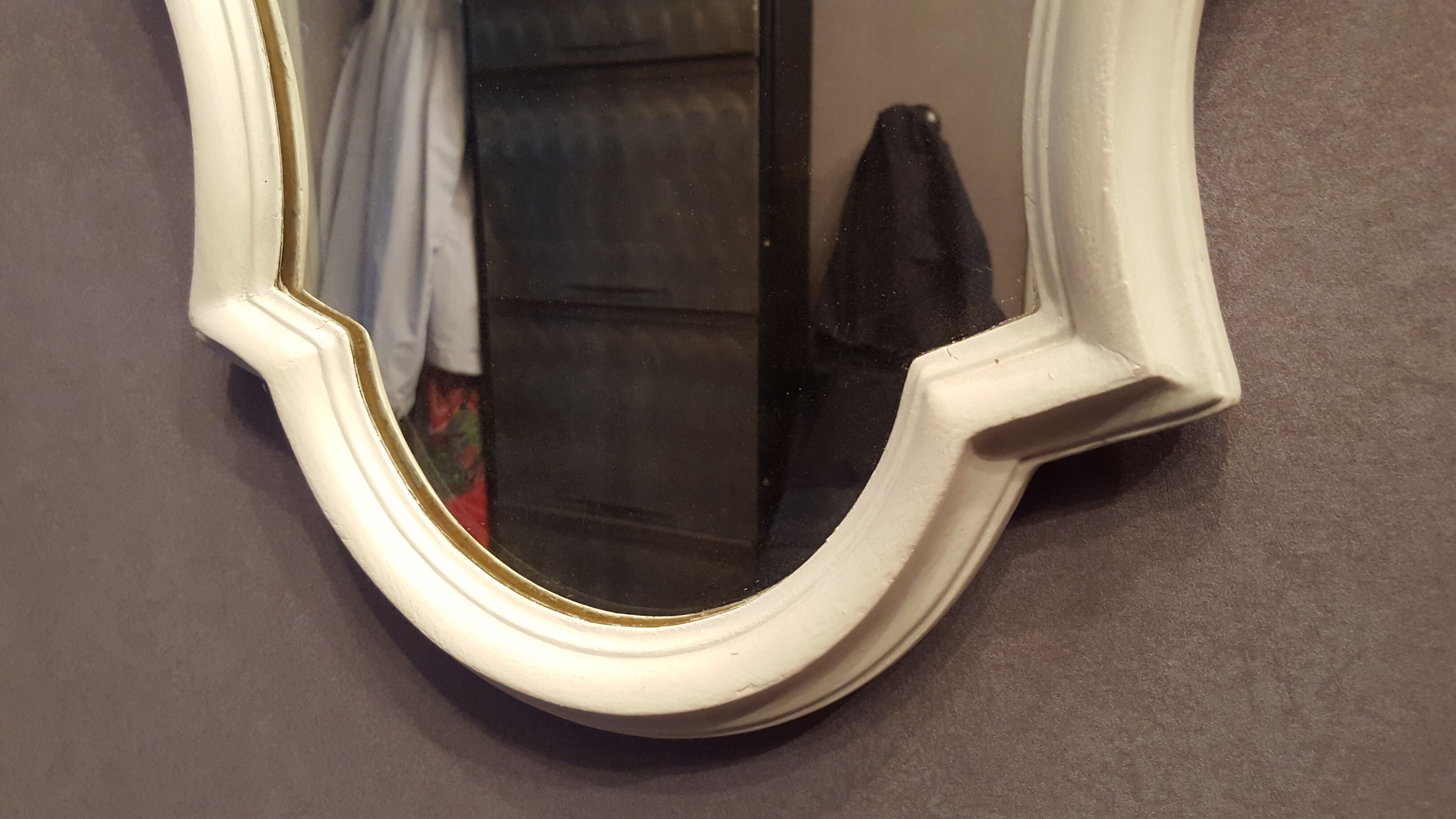 Miroir style Louis XV patine gris clair 43x69cm