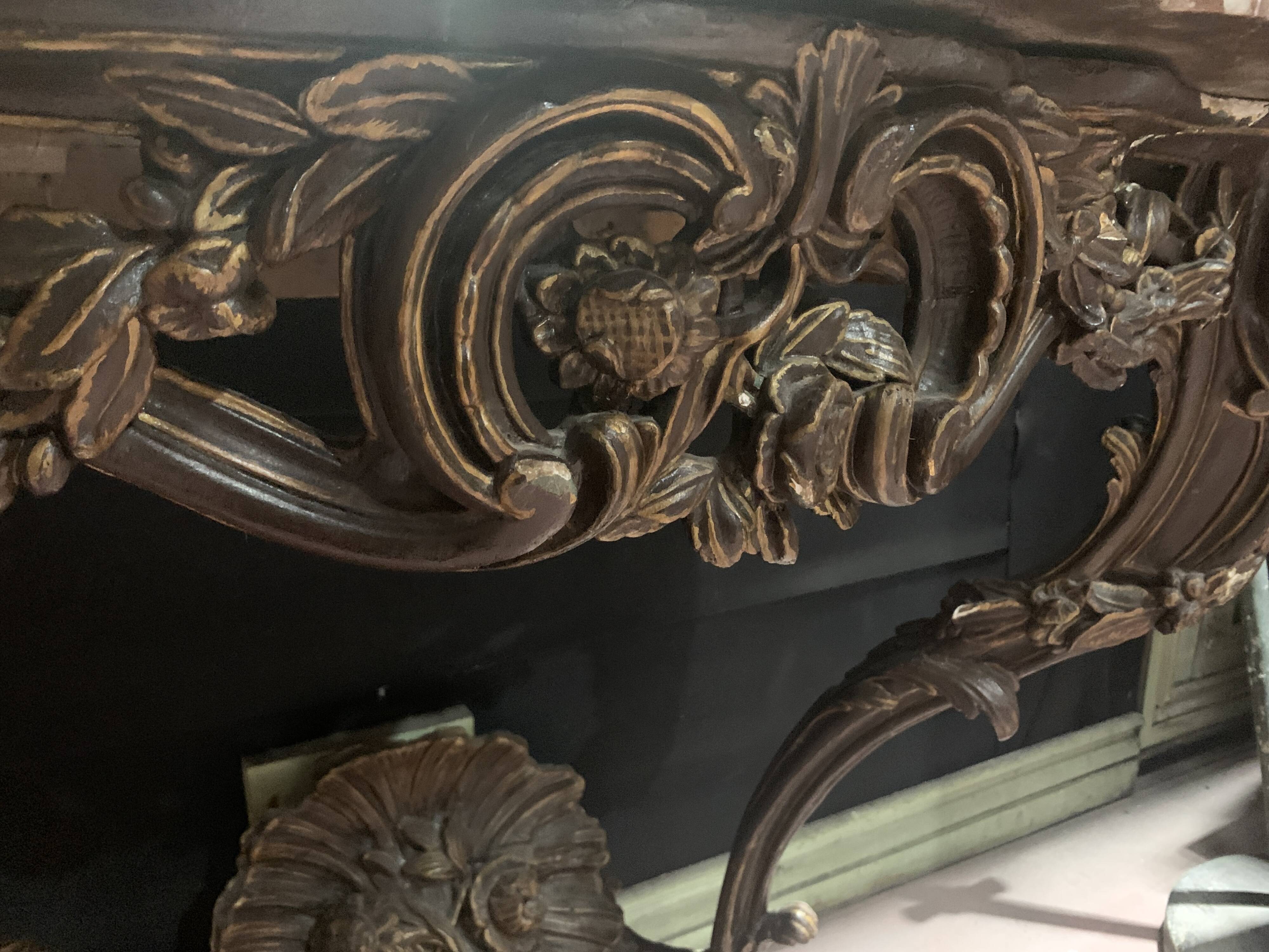 Louis XV console in carved and patinated wood, 18th century period