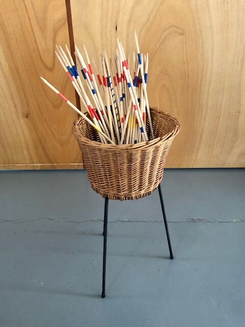 Wicker and wire plant holder