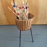 Wicker and wire plant holder