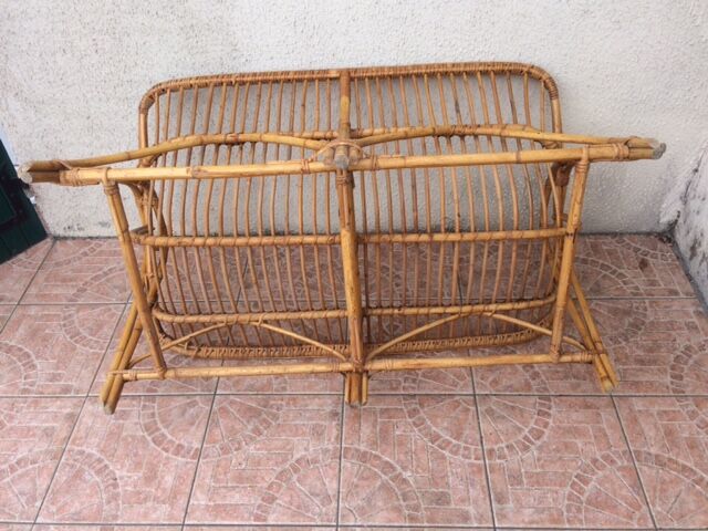 Vintage  rattan bench 60