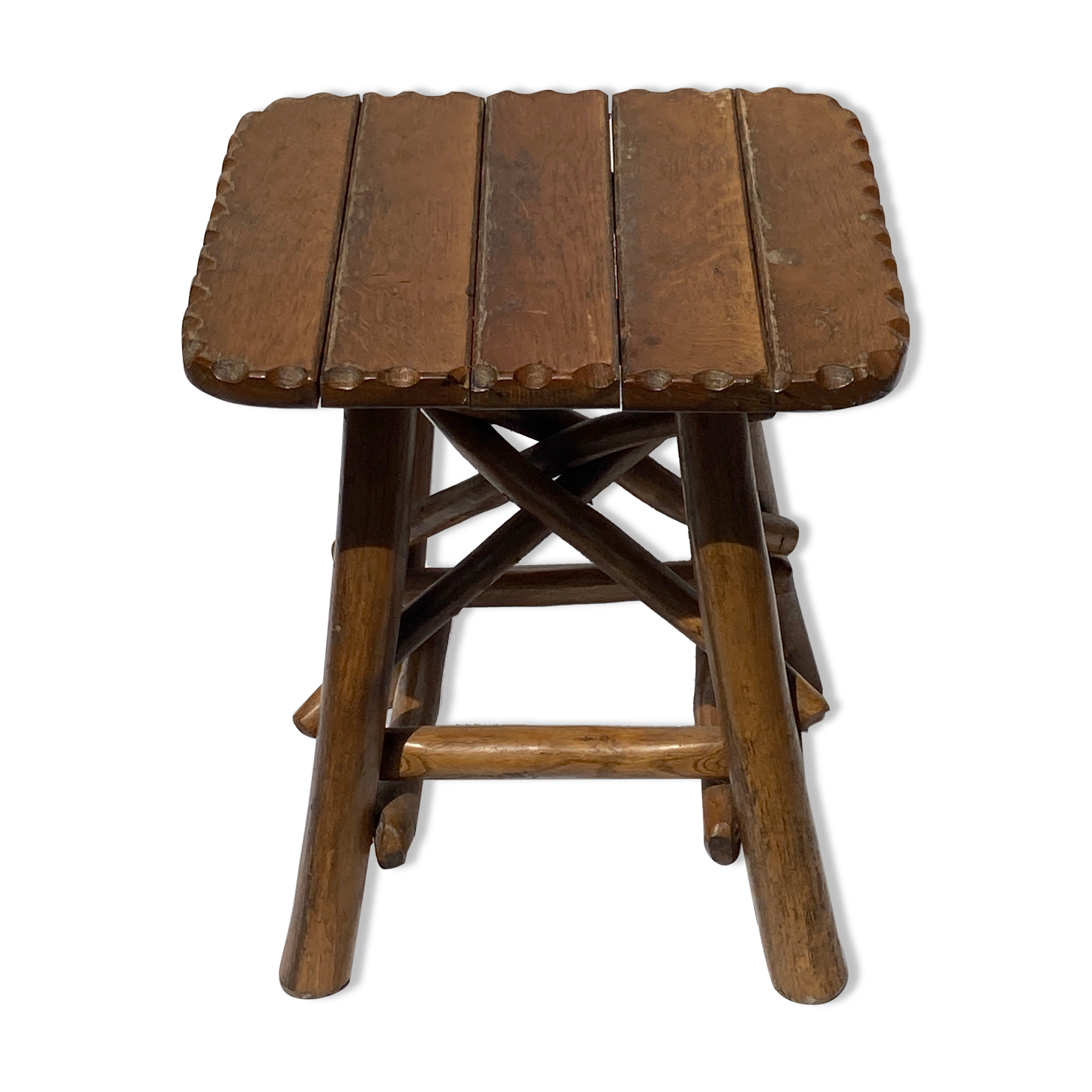 Brutalist wabi sabi organic tree stool or hocker 1970