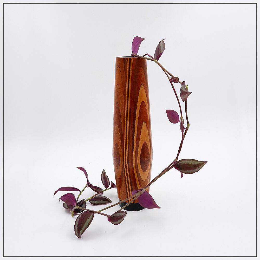 Mid-century Scandinavian wooden vase - 1960s - H:36cm