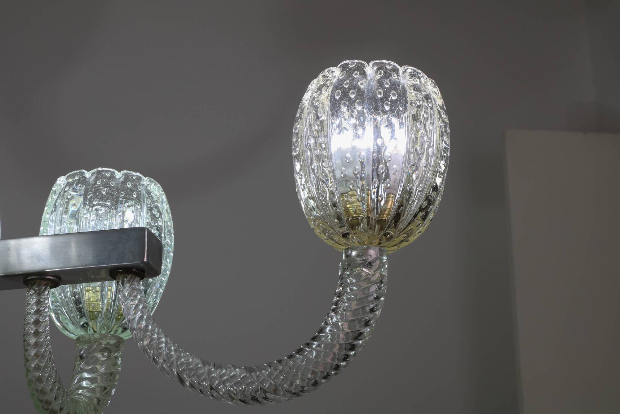 Amazing 6 Light BarovierArt Deco Chandelier, "Bullicante" Glass Murano, 194