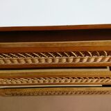 Vintage 70s wood and rattan commode