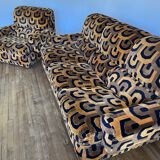Vintage orange sofa armchair with 50s-70s pattern