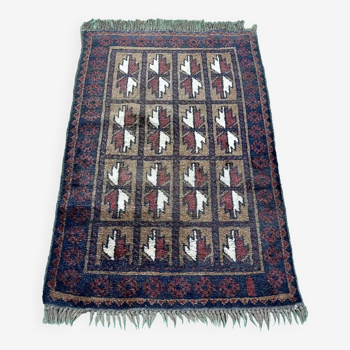 Handmade wool Afghan rug - L=1m35 l=79cm