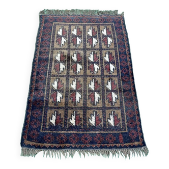 Tapis afghan en laine fait main - L=1m35 l=79cm