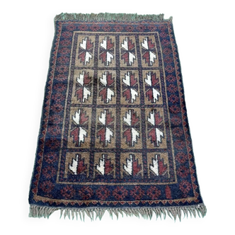 Handmade wool Afghan rug - L=1m35 l=79cm