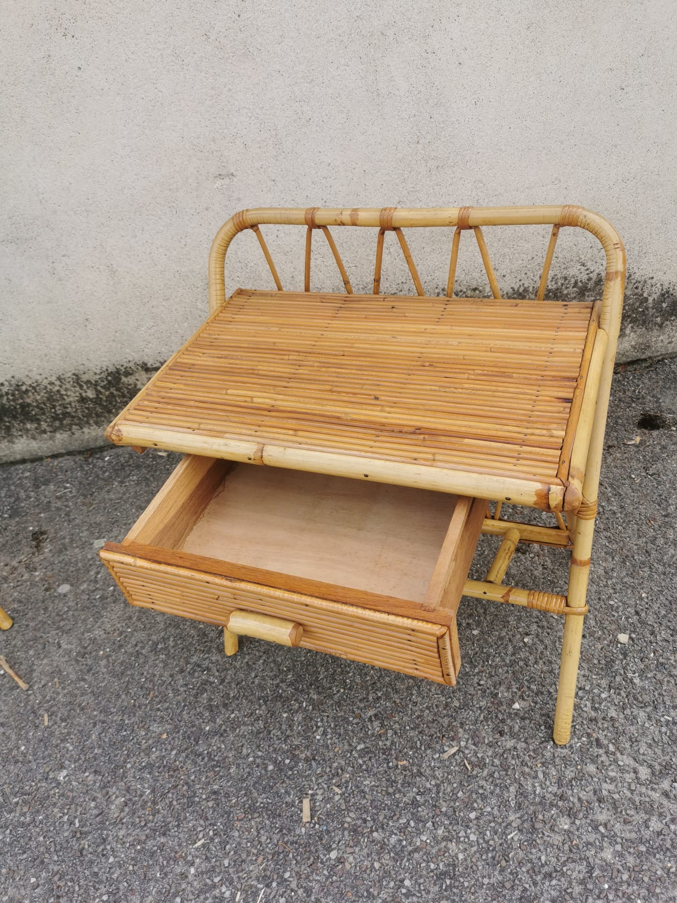 Pair of vintage rattan bedside tables