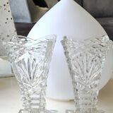 Pair of Czech Boho Art Deco vase, Bohemian crystal. Design and refined