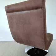 Fauteuil vintage pivotant en suède marron-esprit design années 60/70s