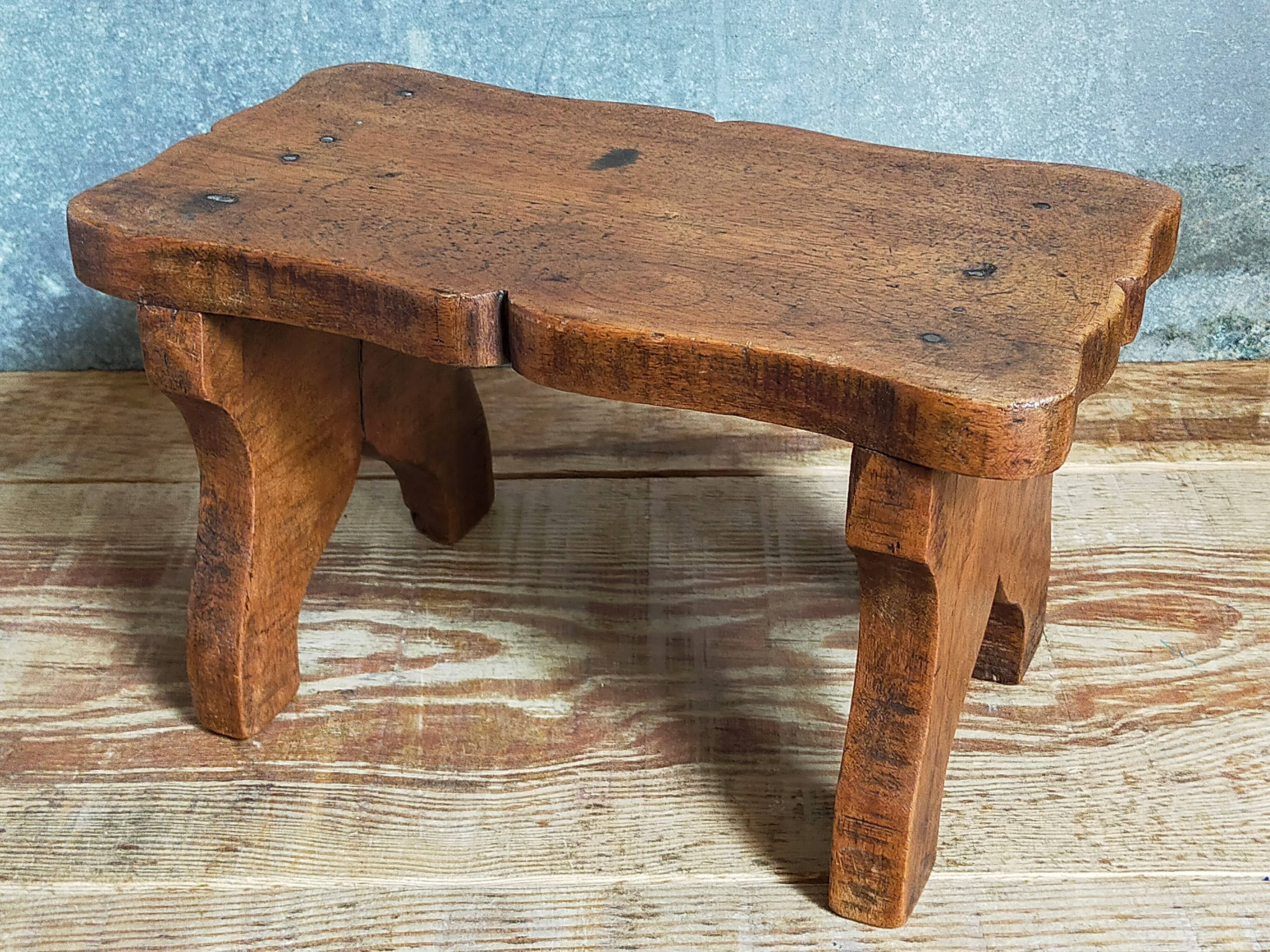 Old solid wood footrest stool
