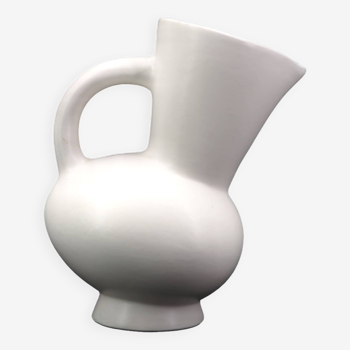 White ceramic pitcher by André Baud, Vallauris 1960s