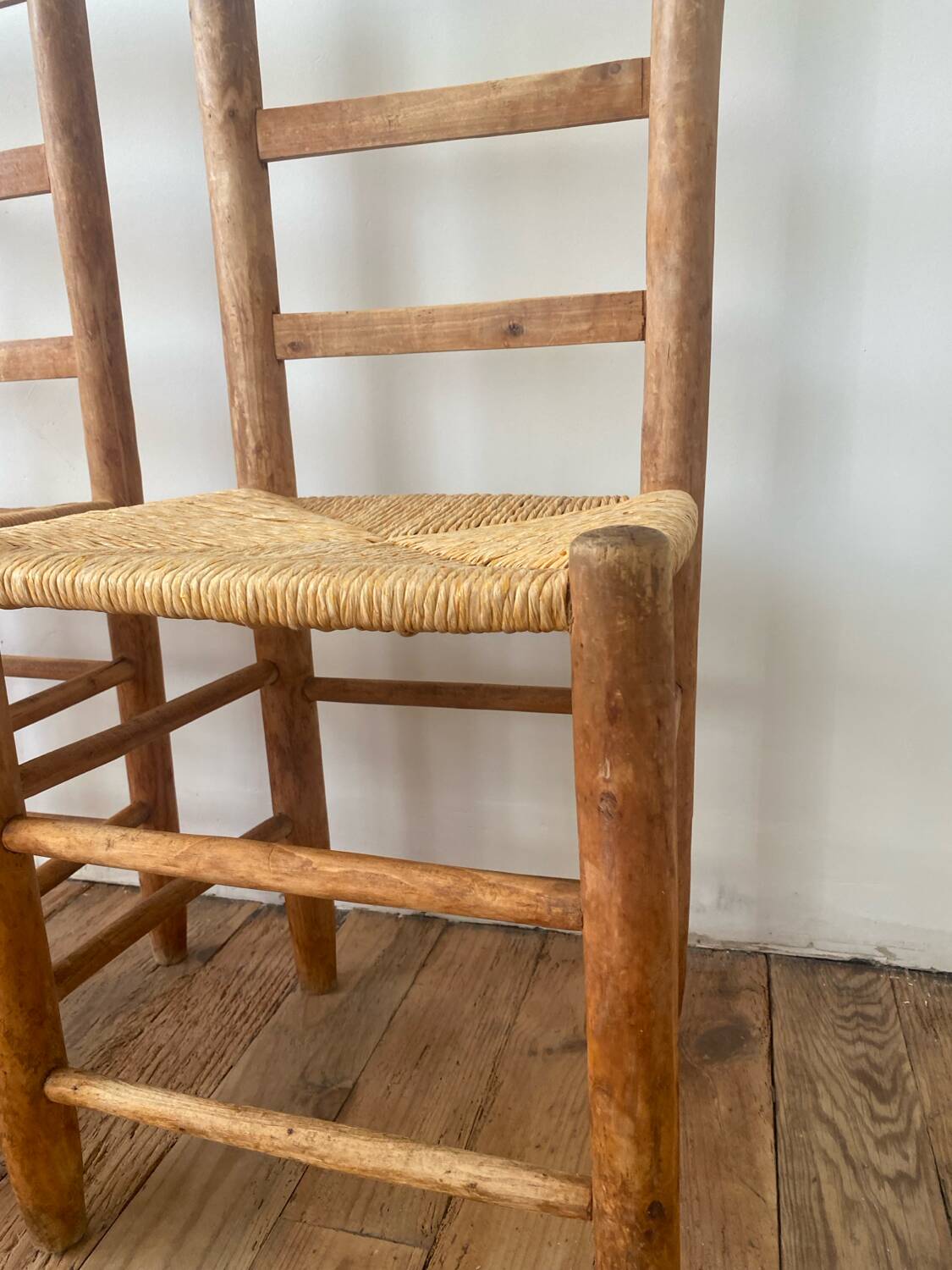 Lot de 6 chaises en orne et paille