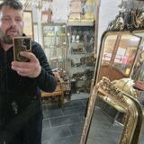 Art Deco gilded trumeau, bevelled mirror